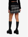 Social Collision® Black & Grey Argyle Pleated Skirt, BLACK, alternate