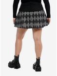 Social Collision® Black & Grey Argyle Pleated Skirt Plus Size, BLACK, alternate