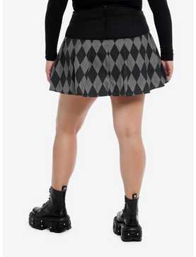 Social Collision® Black & Grey Argyle Pleated Skirt Plus Size, , hi-res