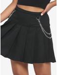 Black Double Chain Pleated Skirt, BLACK, alternate