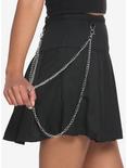 Black Double Chain Pleated Skirt, BLACK, alternate