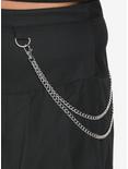 Black Double Chain Pleated Skirt Plus Size, BLACK, alternate