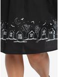 Graveyard Bats Midi Skirt Plus Size, BLACK, alternate
