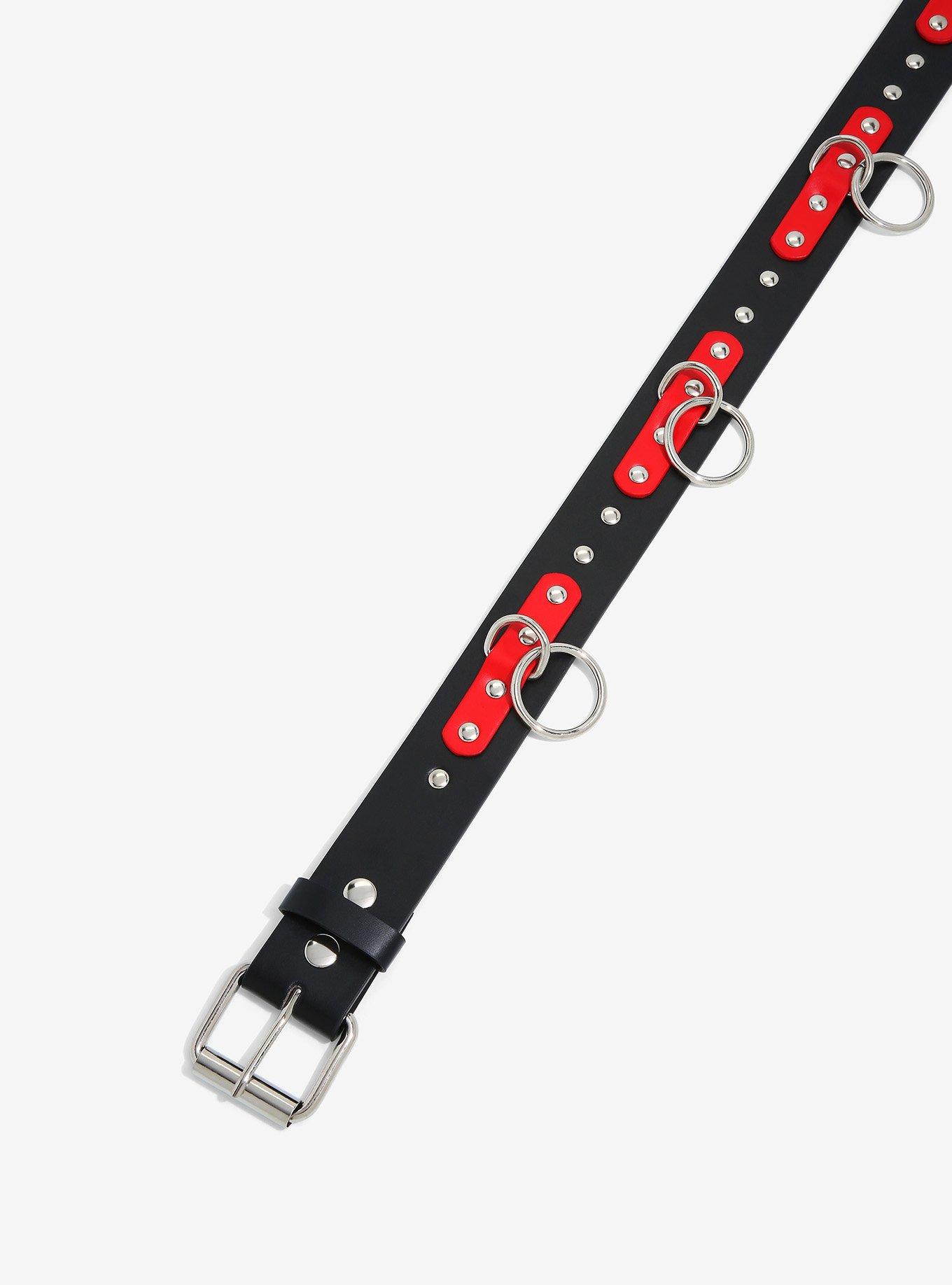 Black & Red Bondage Belt, RED, alternate