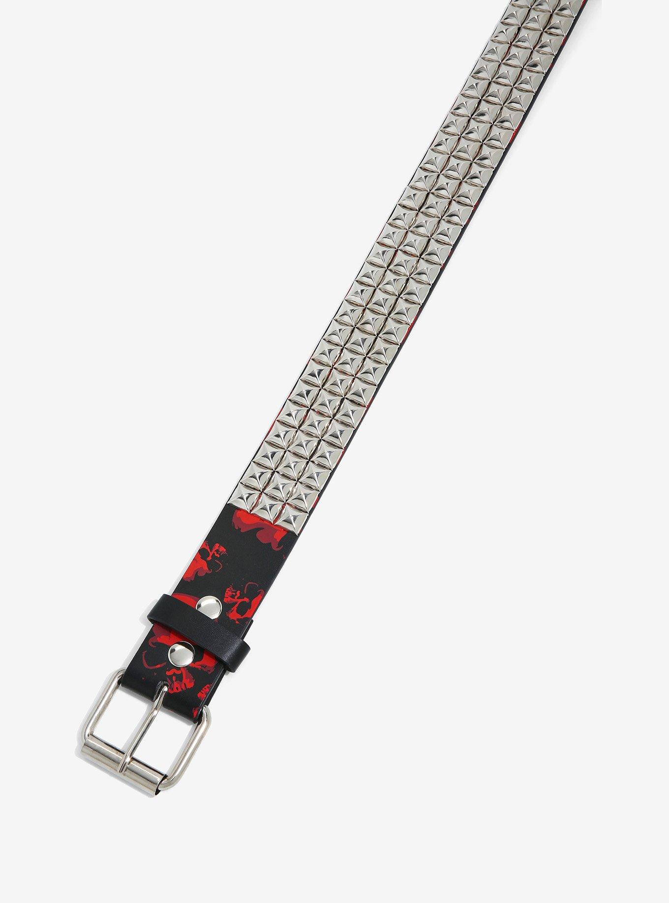 Red Skull Pyramid Stud Belt, RED, alternate