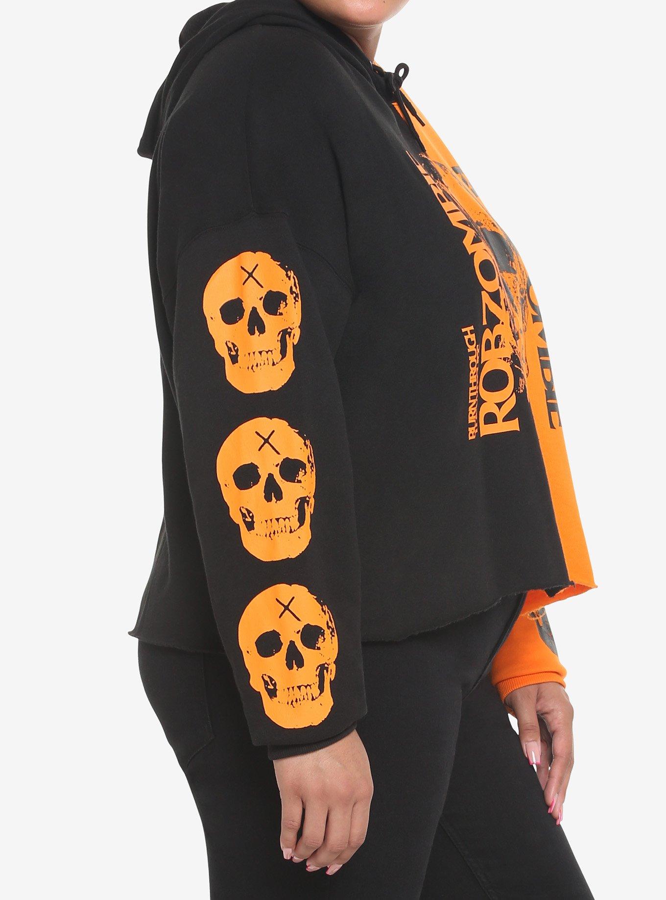 Rob Zombie Burn Through The Witches Split Crop Girls Hoodie Plus Size, MULTI, alternate