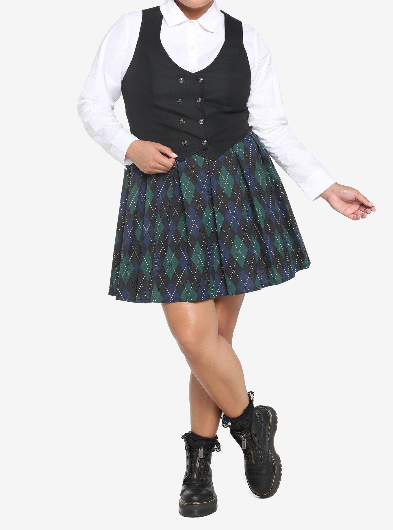 Black Double-Breasted Girls Vest Plus Size, BLACK, alternate