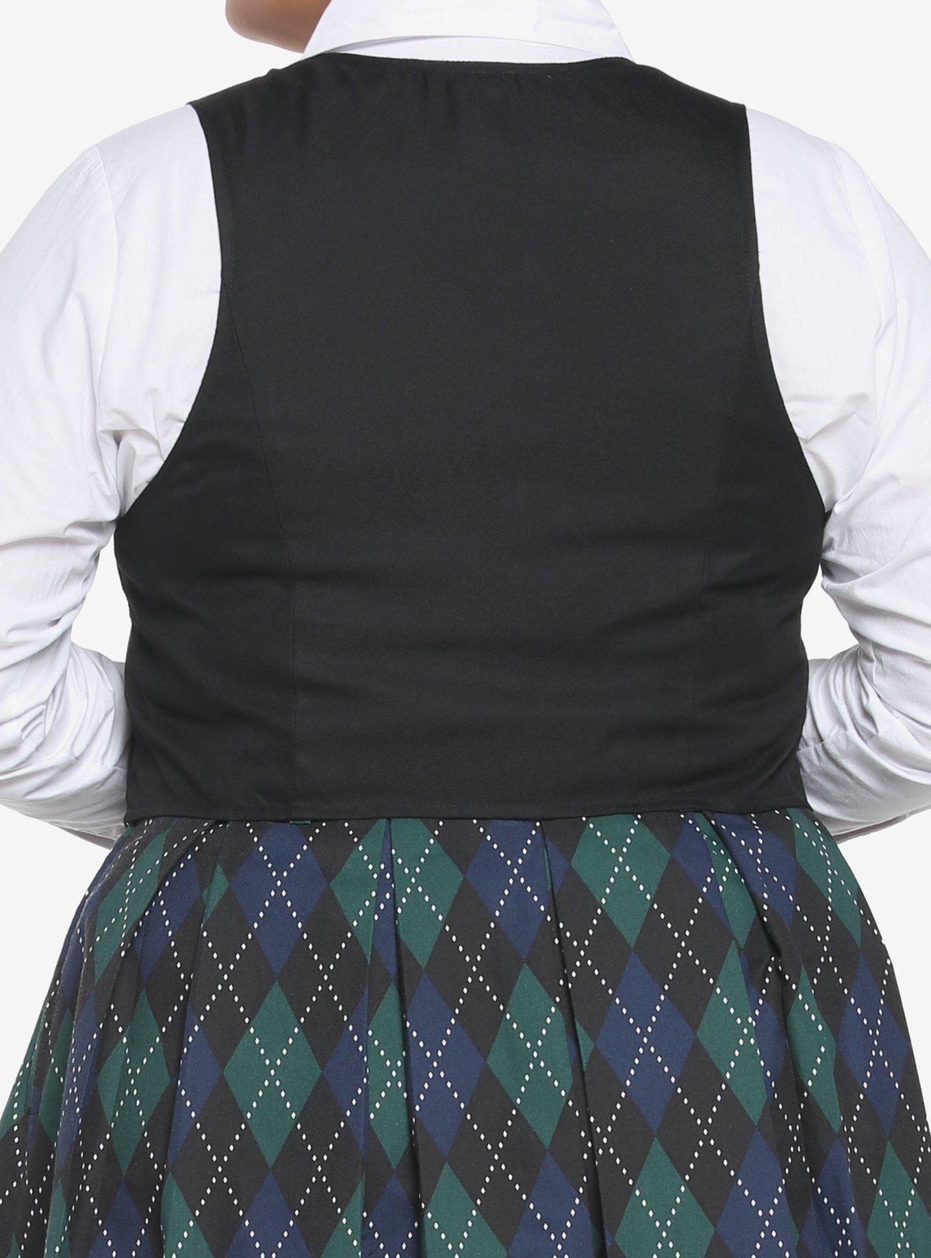 Black Double-Breasted Girls Vest Plus Size, BLACK, alternate