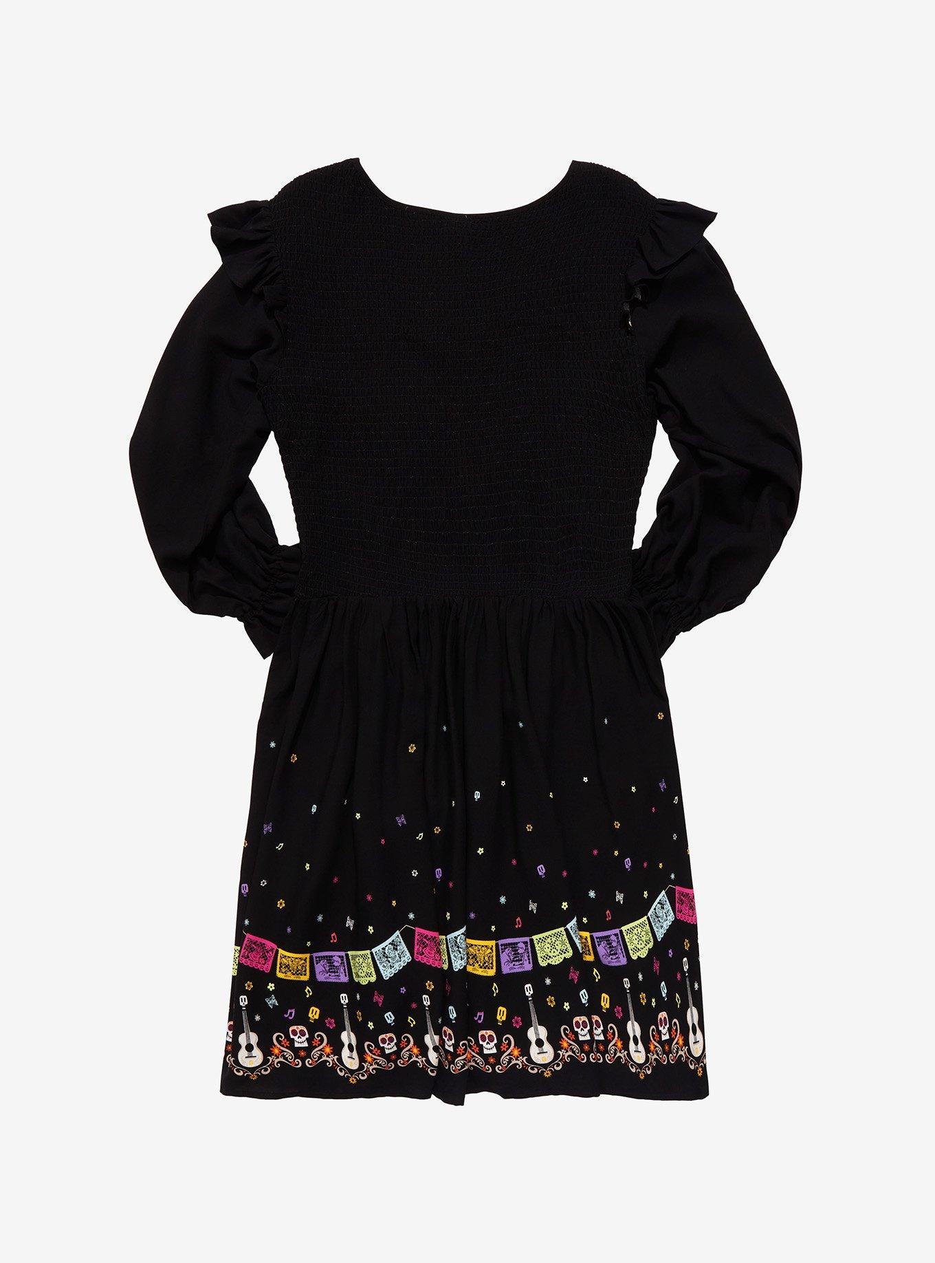 Disney Pixar Coco Guitars & Icons Dress Plus Size, BLACK MULTI FLORAL SKULL, alternate