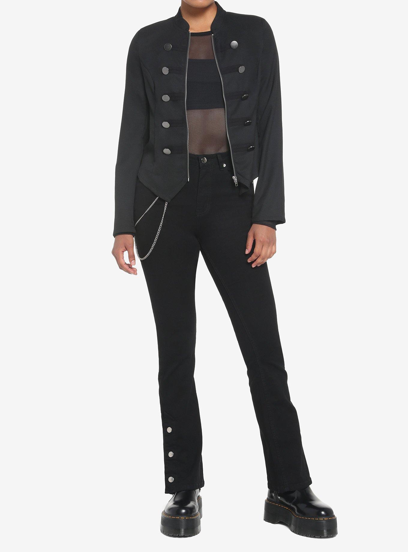 Black Girls Military Jacket, BLACK, alternate