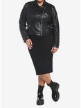 Black & Silver O-Ring Girls Moto Jacket Plus Size, BLACK, alternate