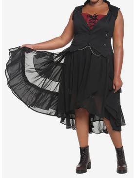 Chiffon Tiered Double-Breasted Hi-Low Girls Vest Plus Size, , hi-res