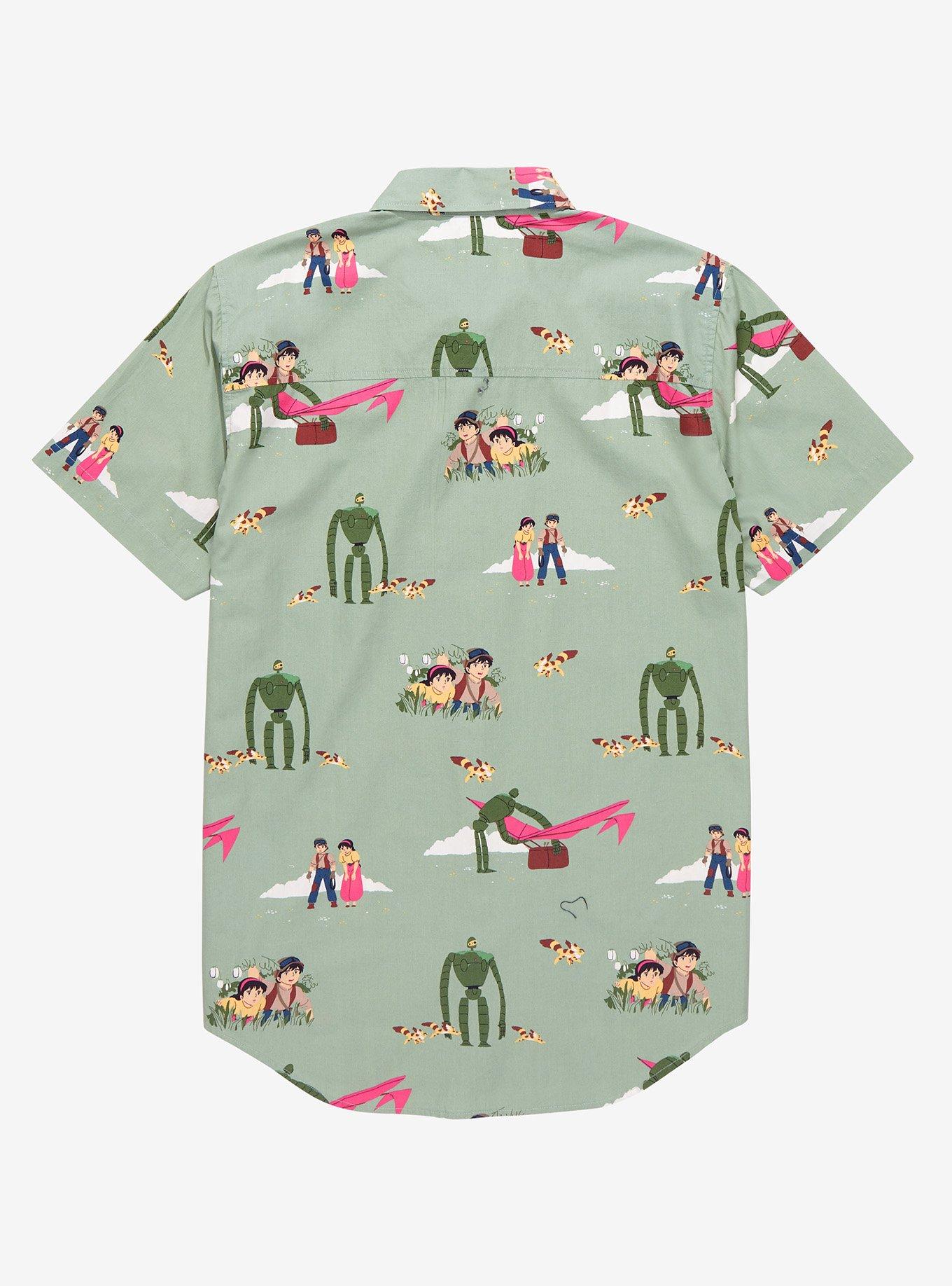 Studio Castle in the Sky Scenic Woven Button-Up - BoxLunch Exclusive, SAGE, alternate