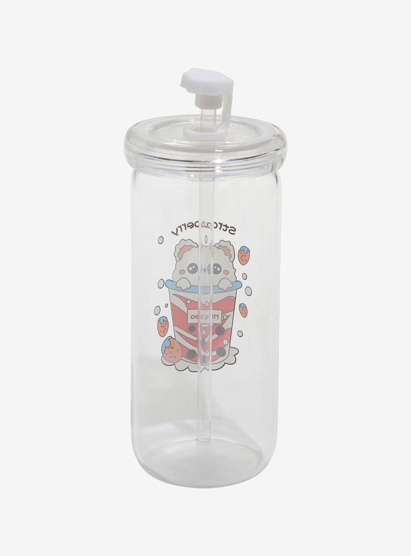 Strawberry Milk Tea Bear Glass Travel Cup, , alternate