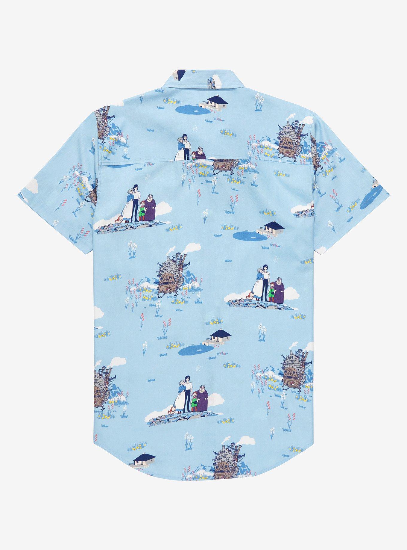 Studio Ghibli Howl&rsquo;s Moving Castle Scenic Woven Button-Up - BoxLunch Exclusive , LIGHT BLUE, alternate