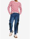 Pink Heart Girls Sweater, PINK, alternate