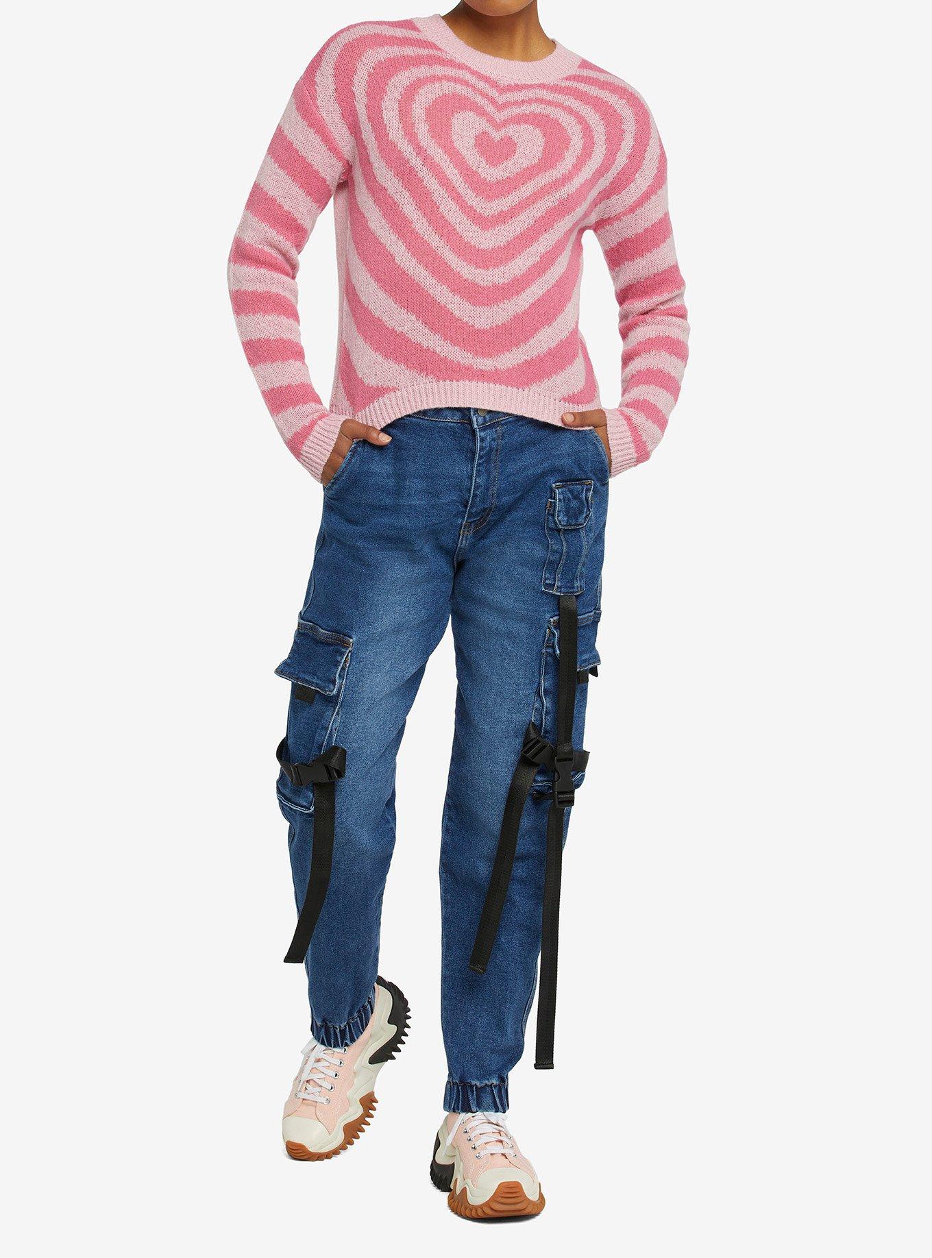 Pink Heart Girls Sweater, , hi-res