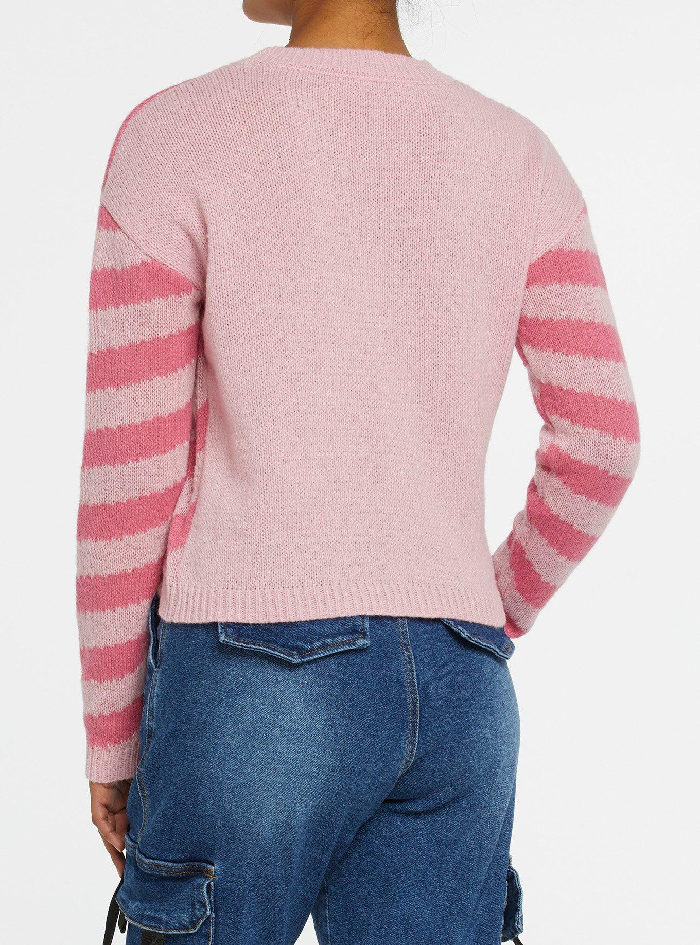 Pink Heart Girls Sweater, PINK, alternate