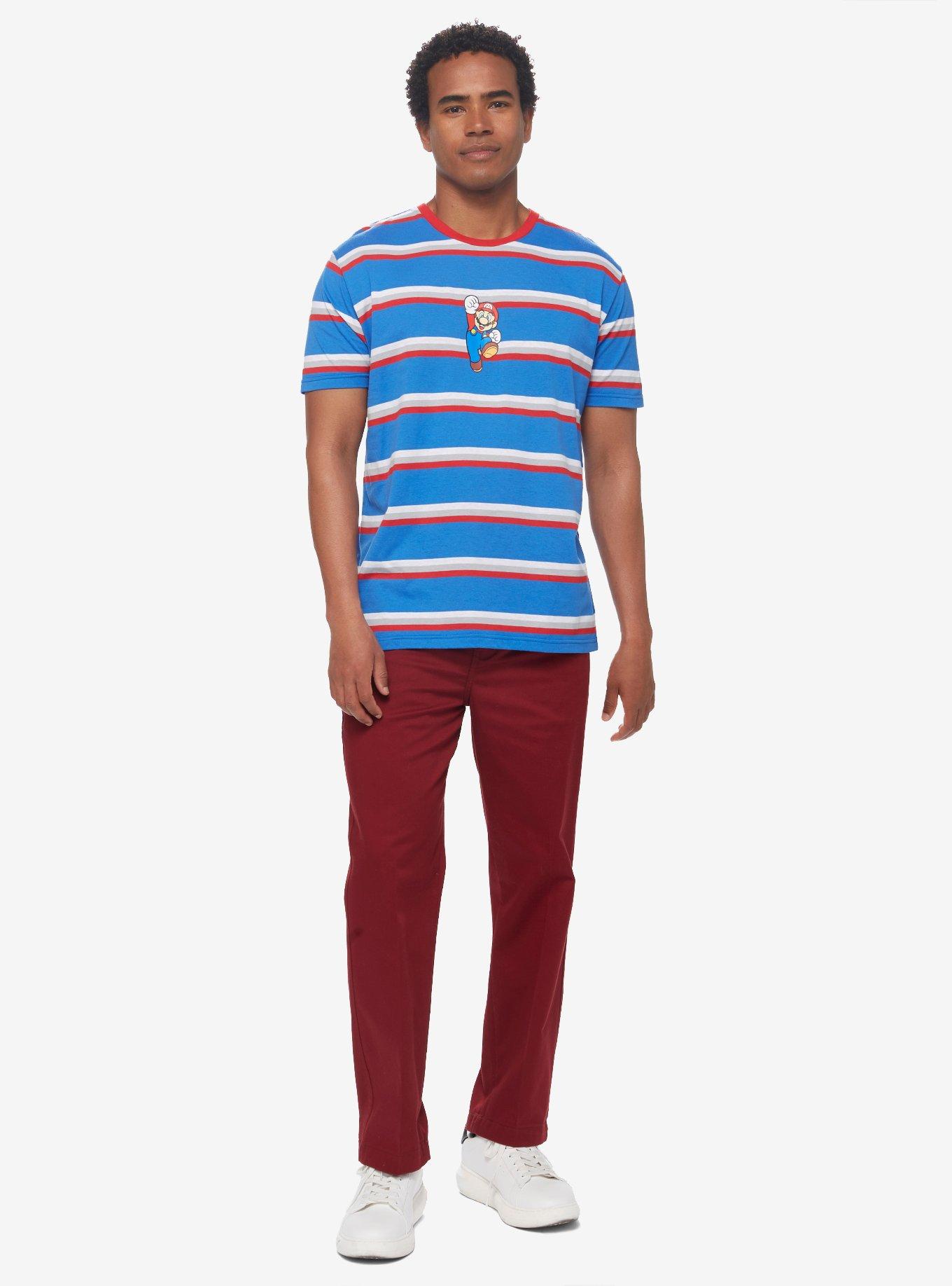 Nintendo Super Mario Bros. Mario Striped T-Shirt - BoxLunch Exclusive, MULTI STRIPE, alternate