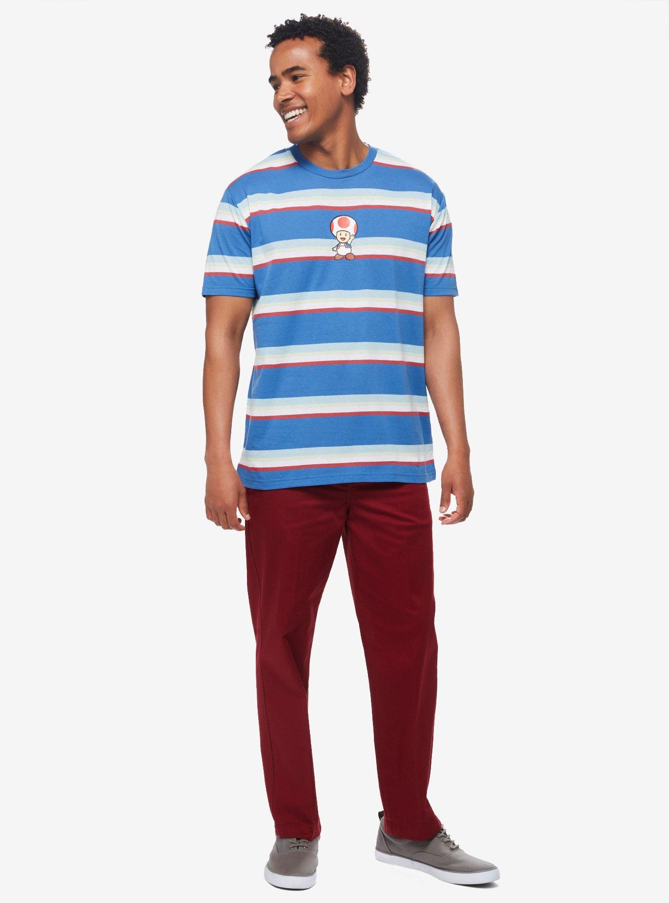 Nintendo Super Mario Bros. Toad Striped T-Shirt - BoxLunch Exclusive, MULTI STRIPE, alternate