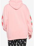 Strawberry Pastel Pink Girls Hoodie Plus Size, PINK, alternate