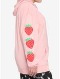 Strawberry Pastel Pink Girls Hoodie Plus Size, PINK, alternate