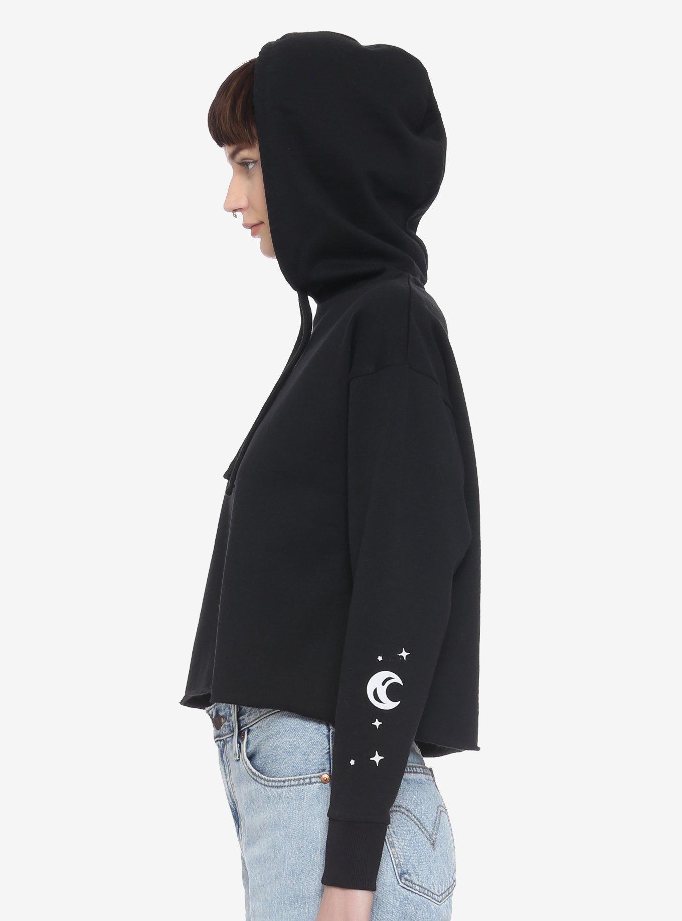 Purple Rose Coffin Girls Crop Hoodie, BLACK, alternate