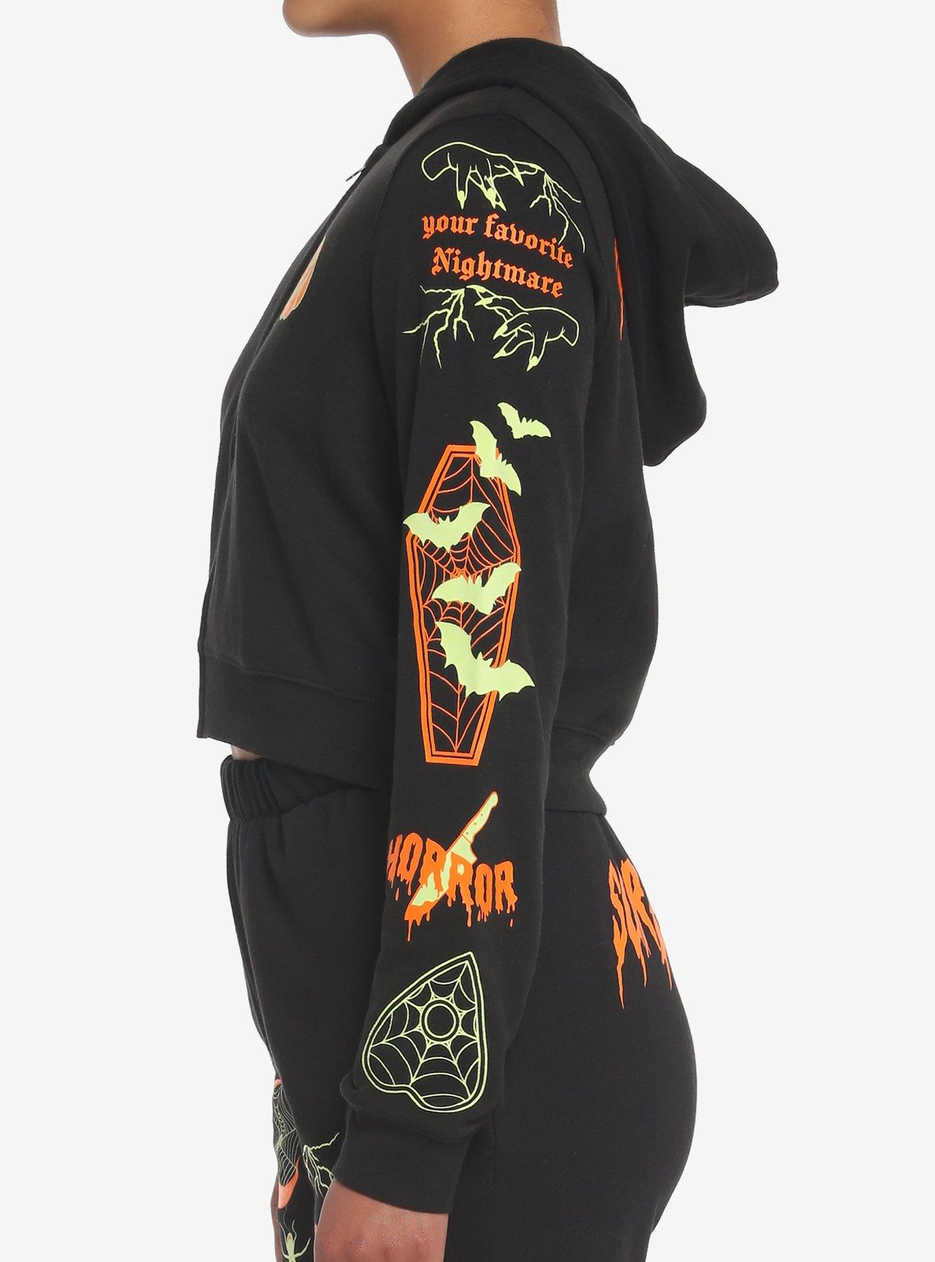 Scream Queen Glow In The Dark Girls Crop Hoodie Hot Topic