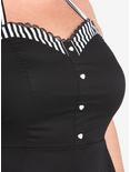 Black & White Stripe Retro Halter Dress Plus Size, BLACK-WHITE STRIPE, alternate