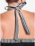 Black & White Stripe Retro Halter Dress Plus Size, BLACK-WHITE STRIPE, alternate