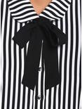 Black & White Pinstripe Bow Woven Button-Up, BLACK-WHITE STRIPE, alternate