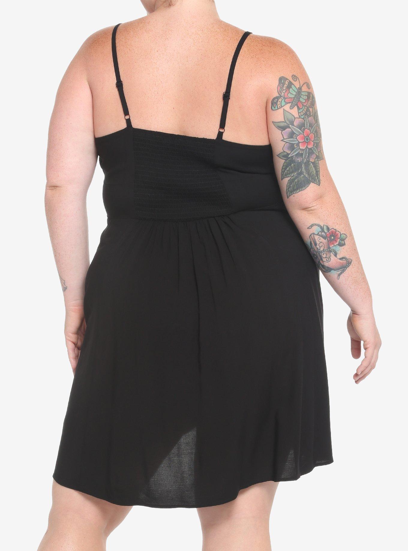Black Empire Slit Dress Plus Size, DEEP BLACK, alternate