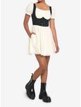 Ivory Lace Ruffle Corset Dress, BLACK-WHITE, alternate