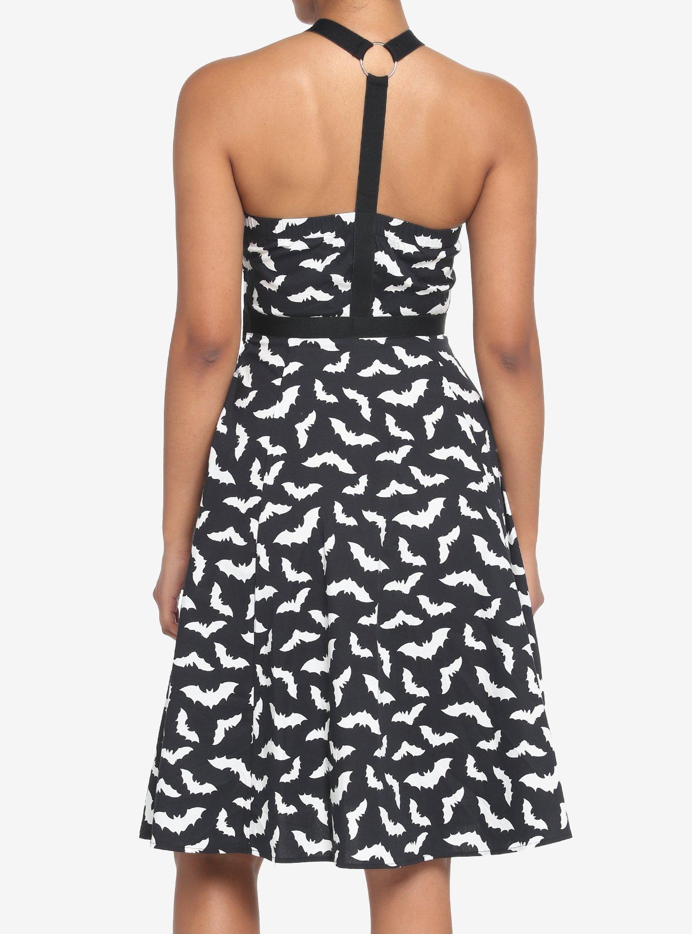 Bats Retro Dress, BLACK-WHITE, alternate
