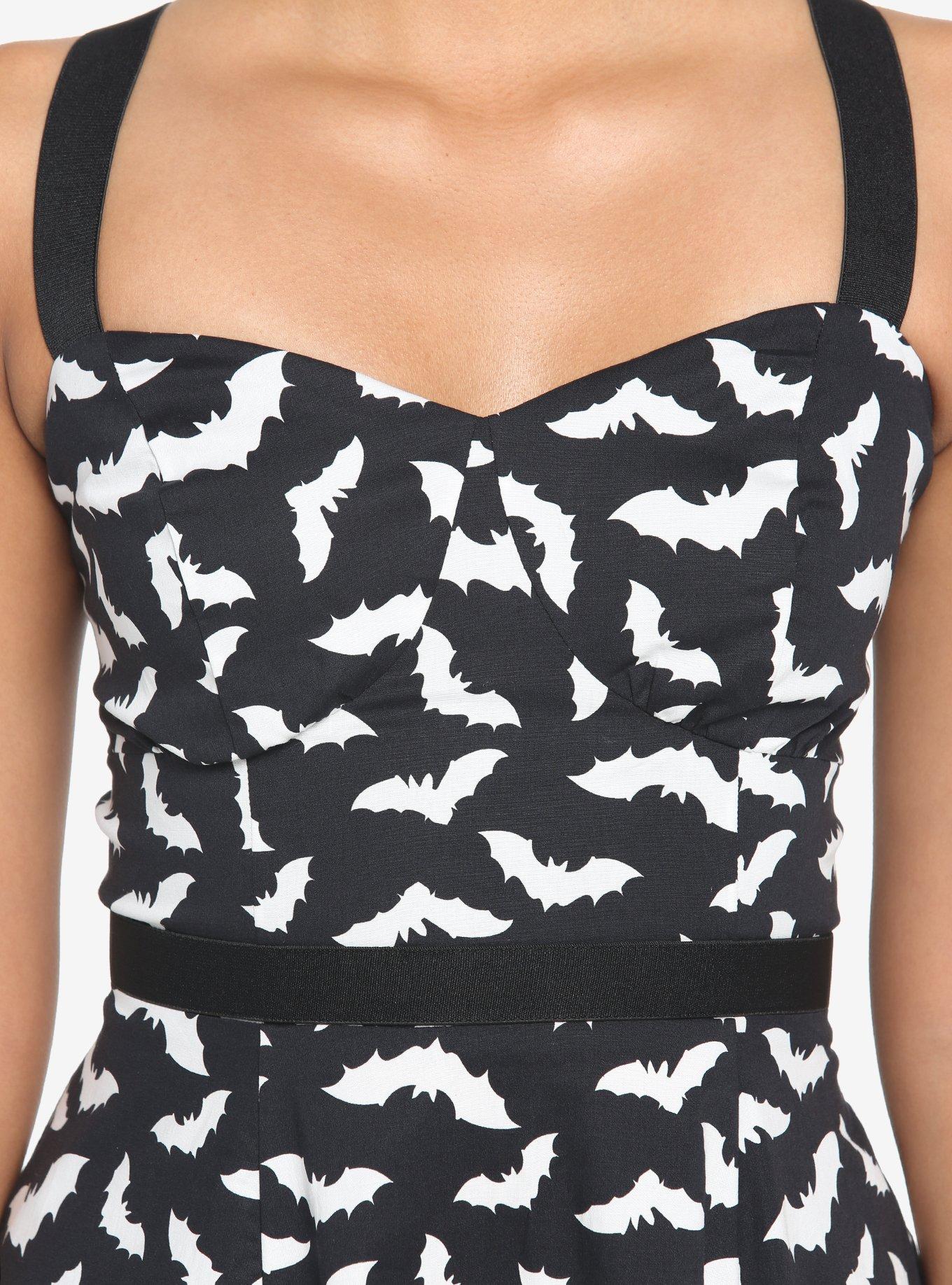 Bats Retro Dress, BLACK-WHITE, alternate