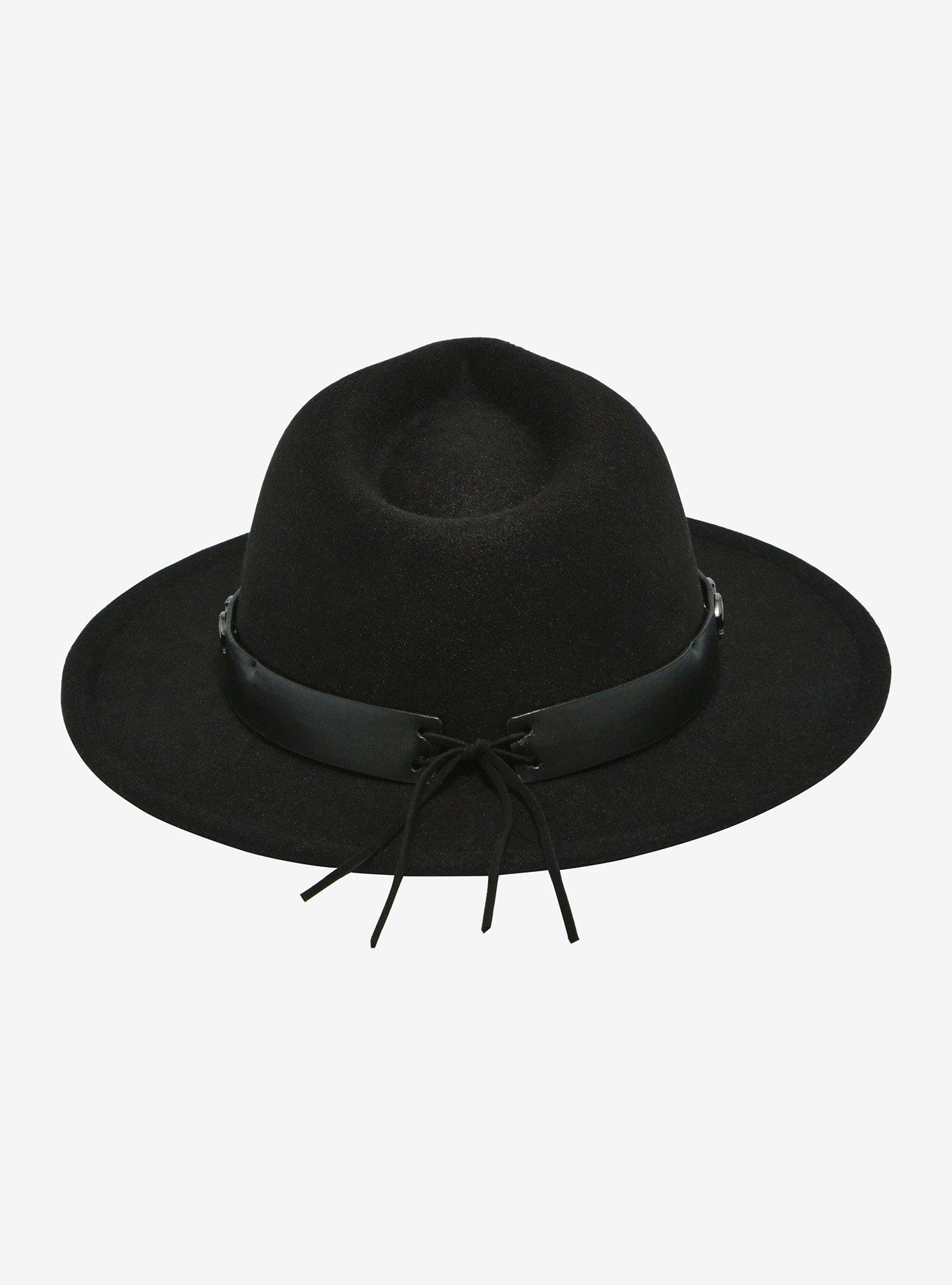 Black Bat & Skull Brimmed Hat, , alternate