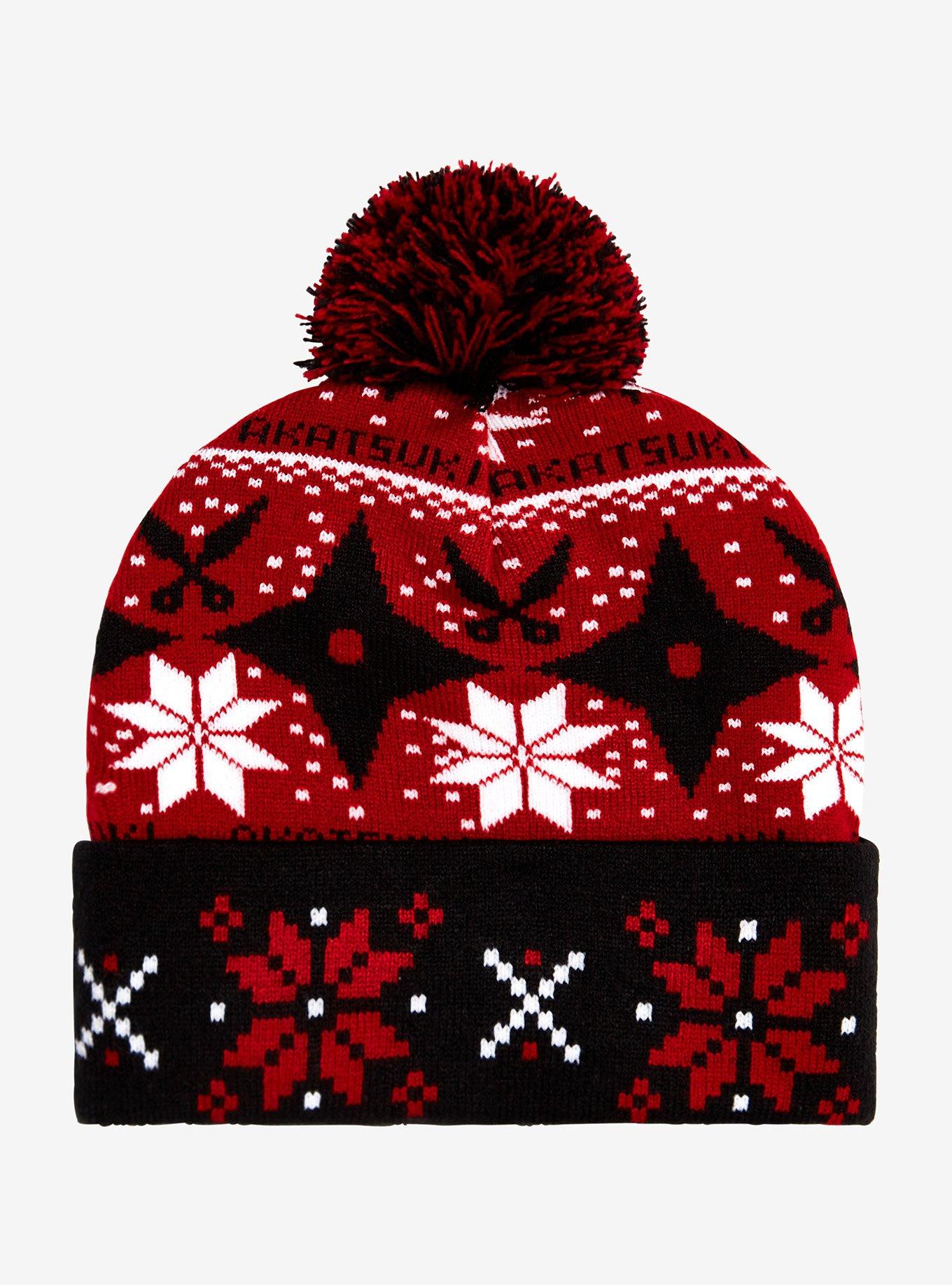Naruto Shippuden Akatsuki Fair Isle Pom Beanie, , alternate
