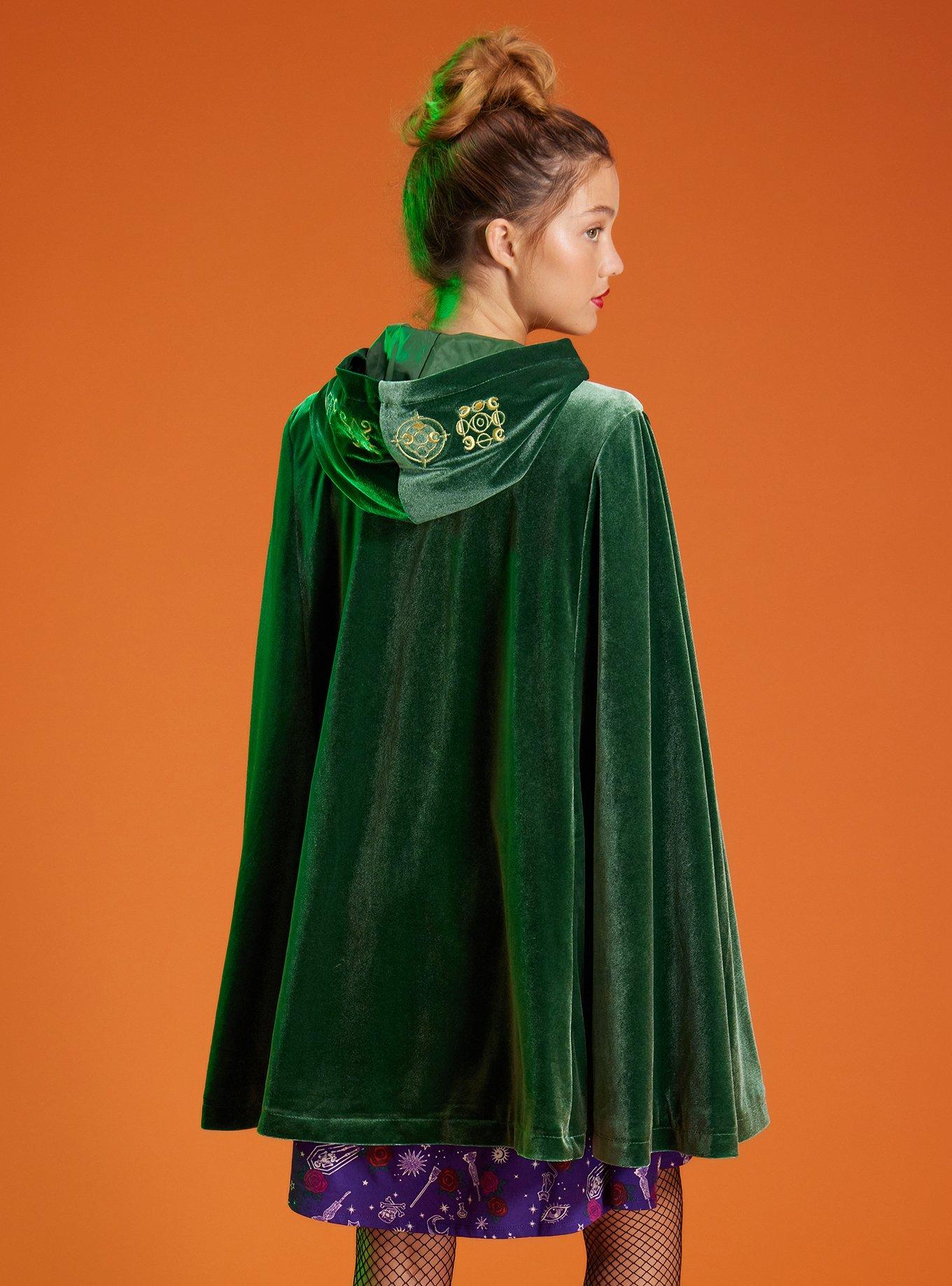 Her Universe Disney Hocus Pocus Winifred Velvet Girls Hooded Cape, GREEN, alternate