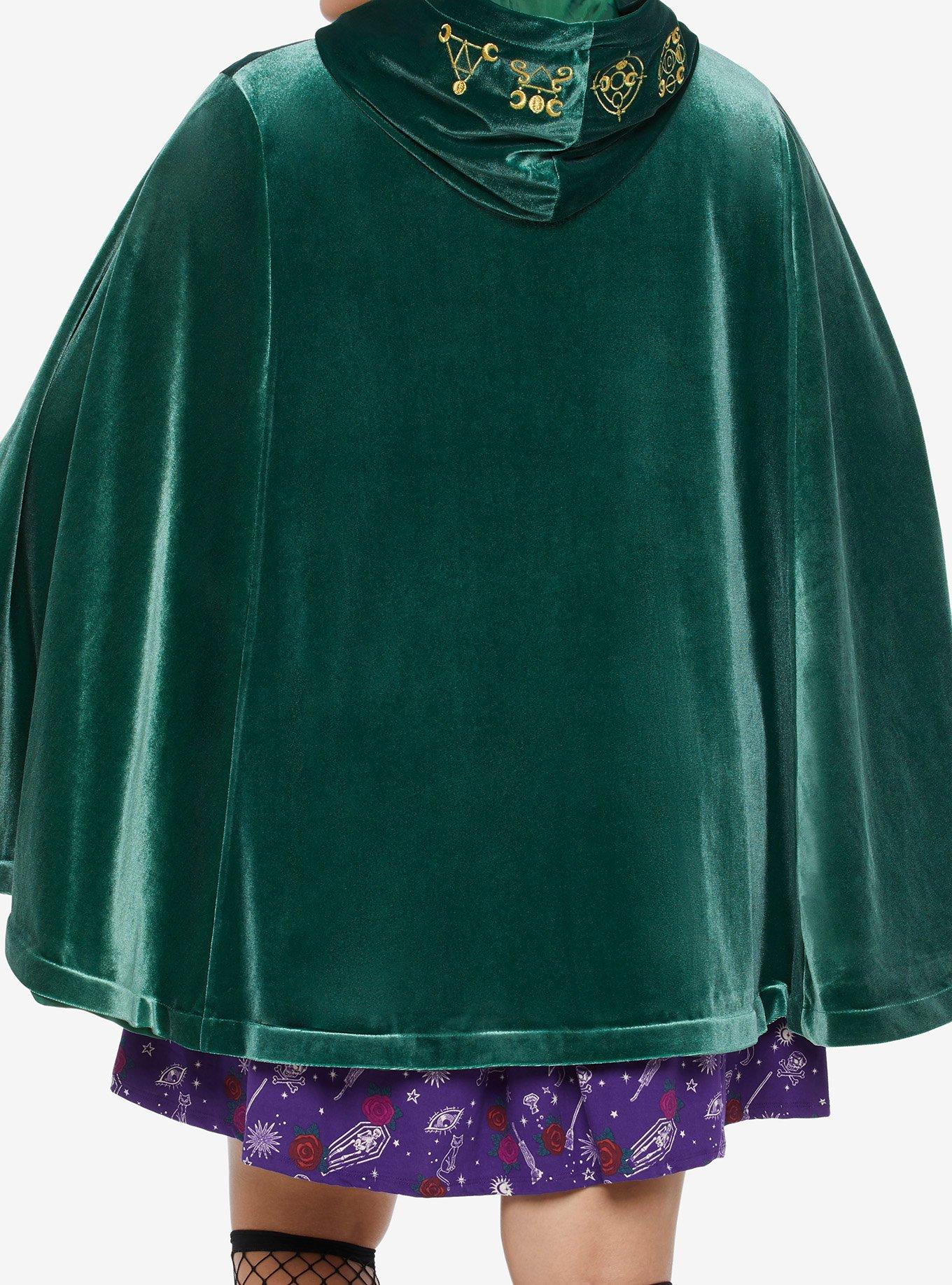 Her Universe Disney Hocus Pocus Winifred Velvet Girls Hooded Cape Plus Size, GREEN, alternate