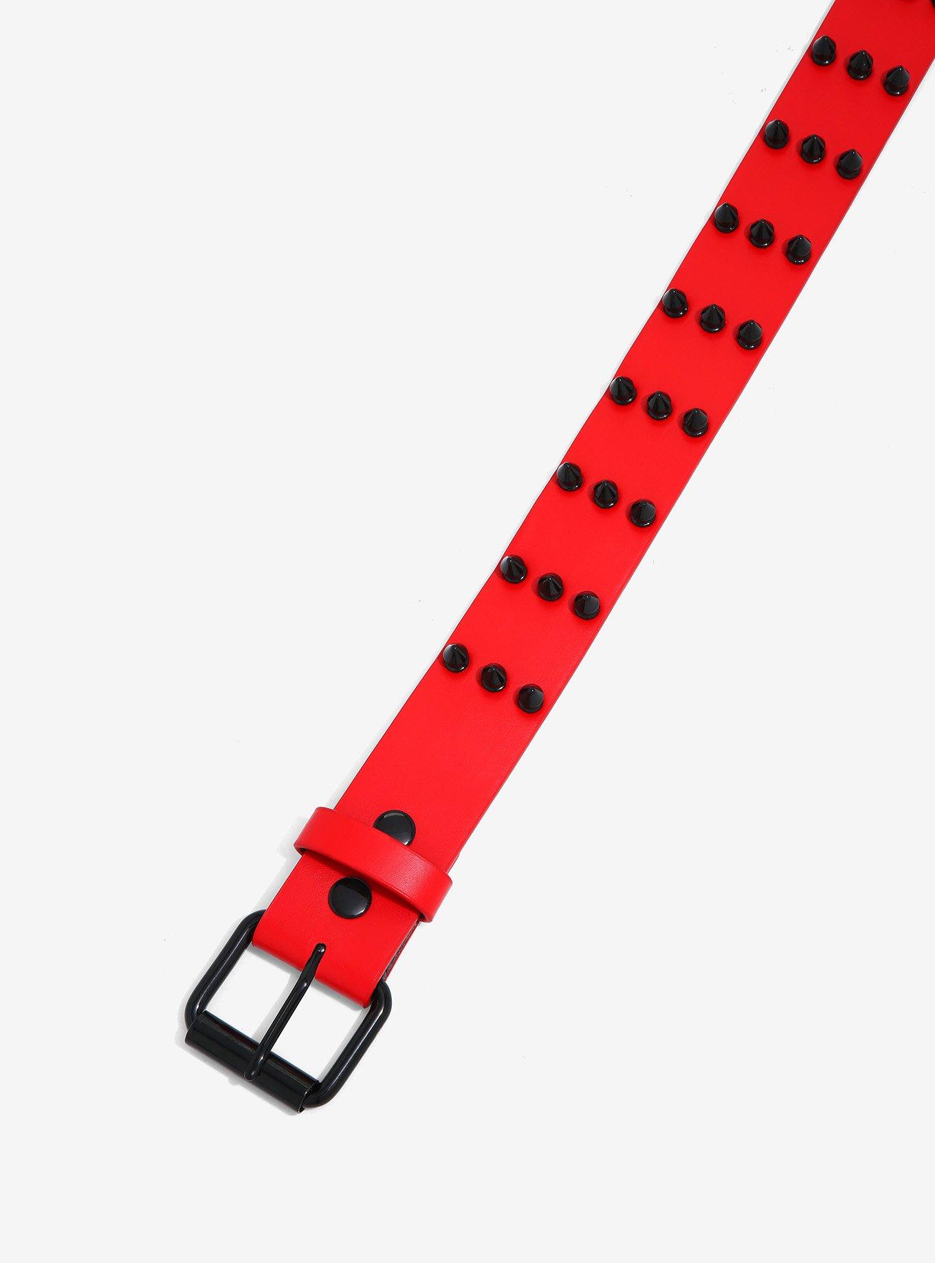 Red & Black Spiked Belt, BLACK, alternate