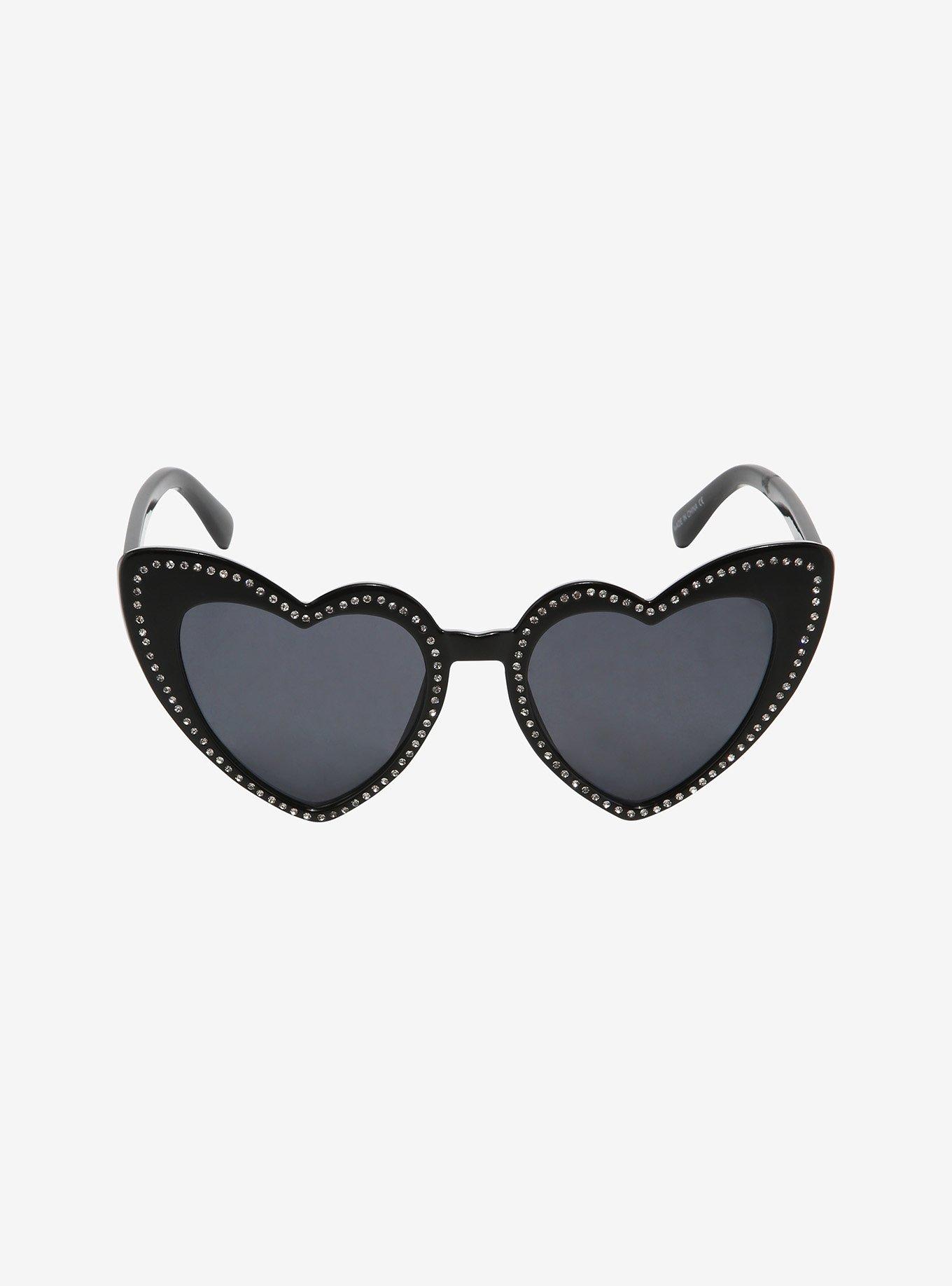 Black Rhinstone Heart Sunglasses
