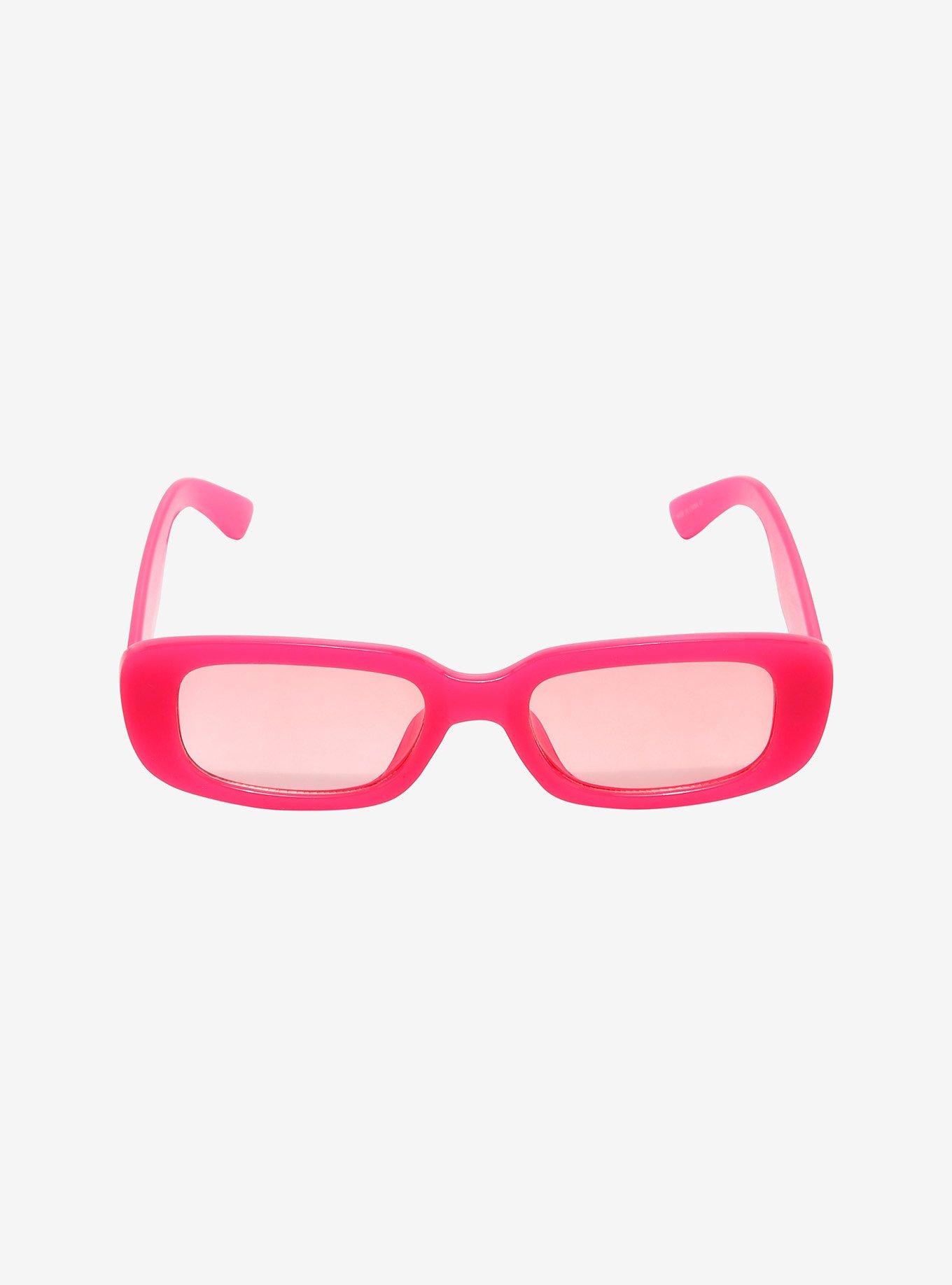 Neon Pink Square Sunglasses, , alternate