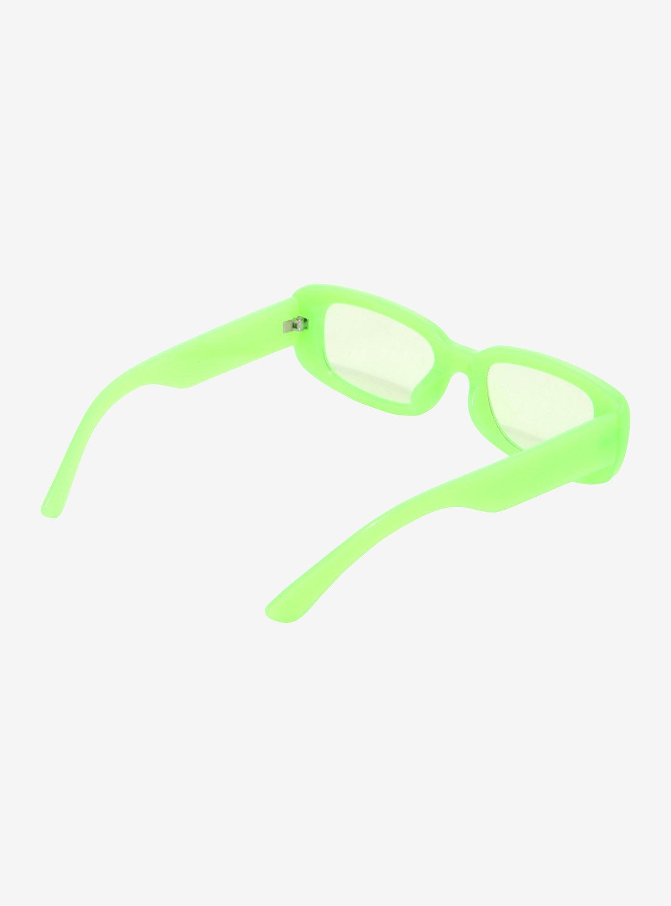 Neon Green Square Sunglasses, , alternate