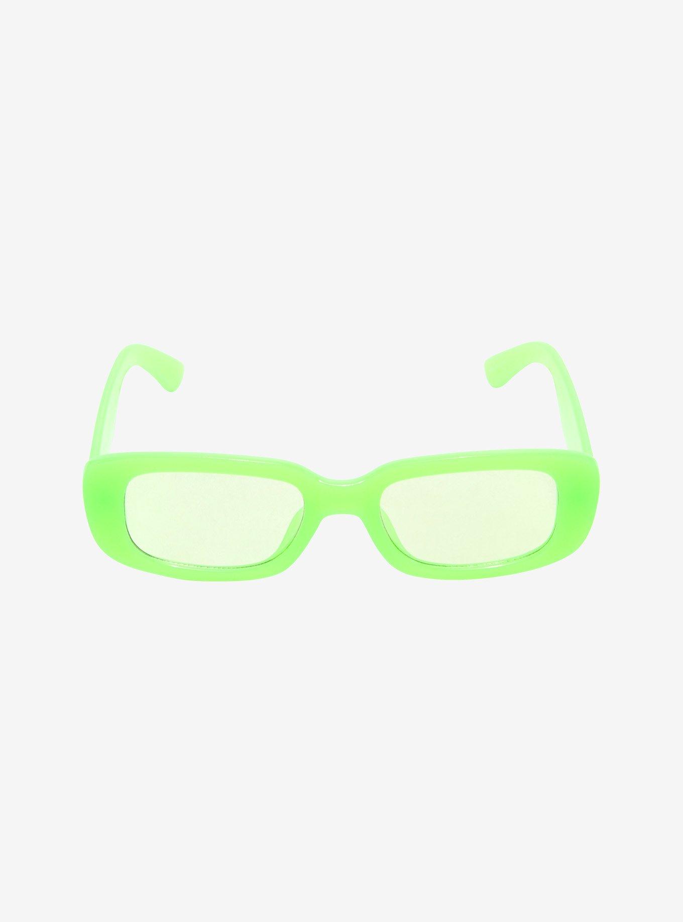 Neon Green Square Sunglasses, , alternate