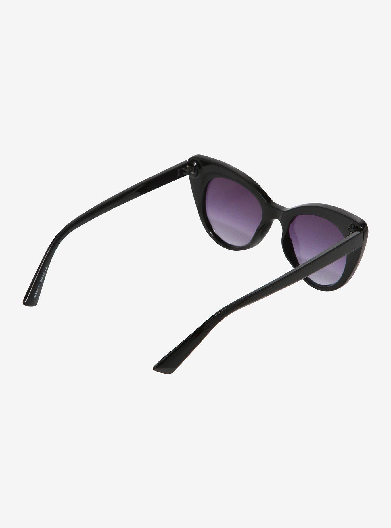 Black Retro Cat Eye Sunglasses, , alternate