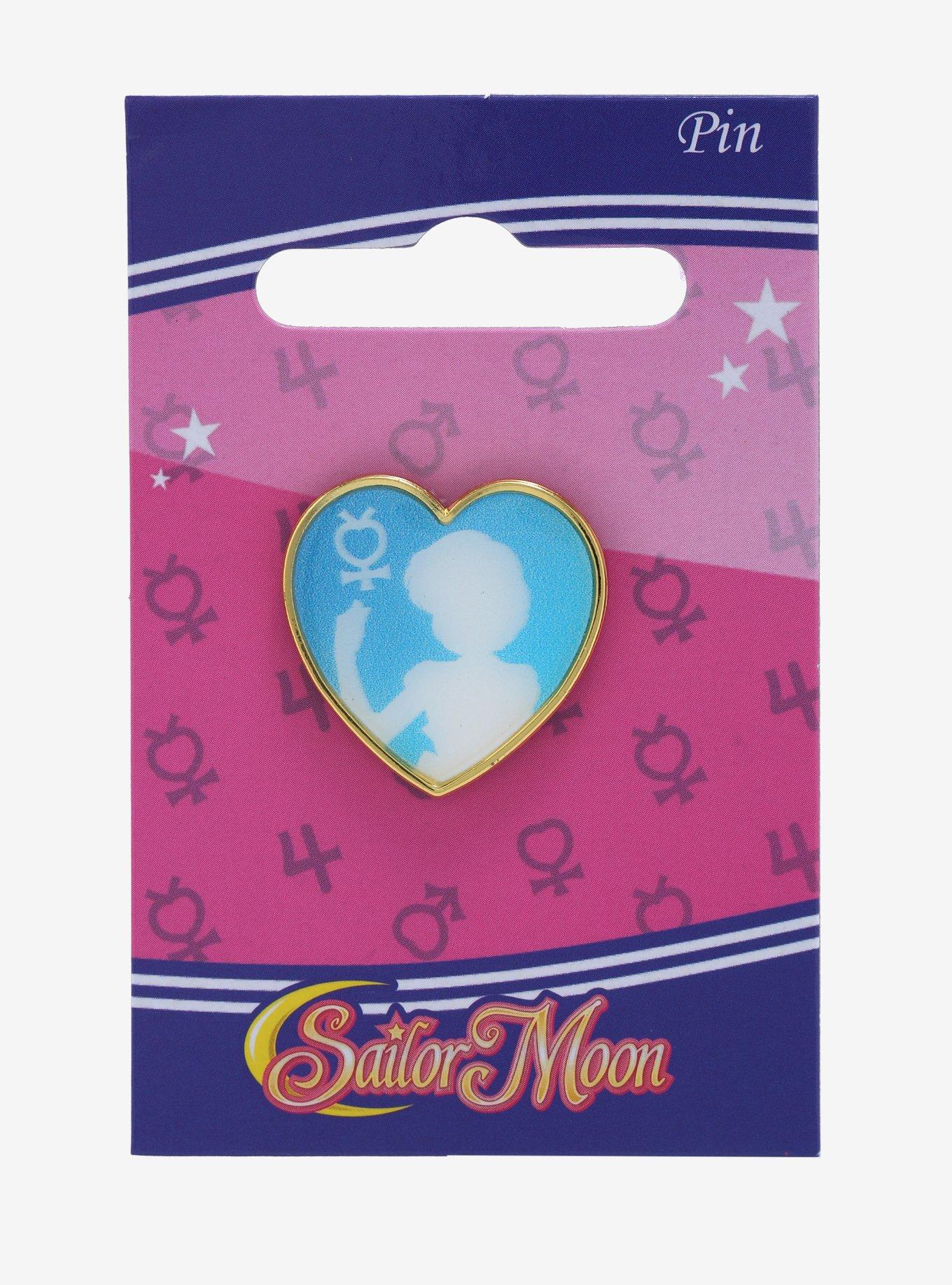 Sailor Moon Sailor Mercury Heart Silhouette Enamel Pin - BoxLunch Exclusive, , alternate