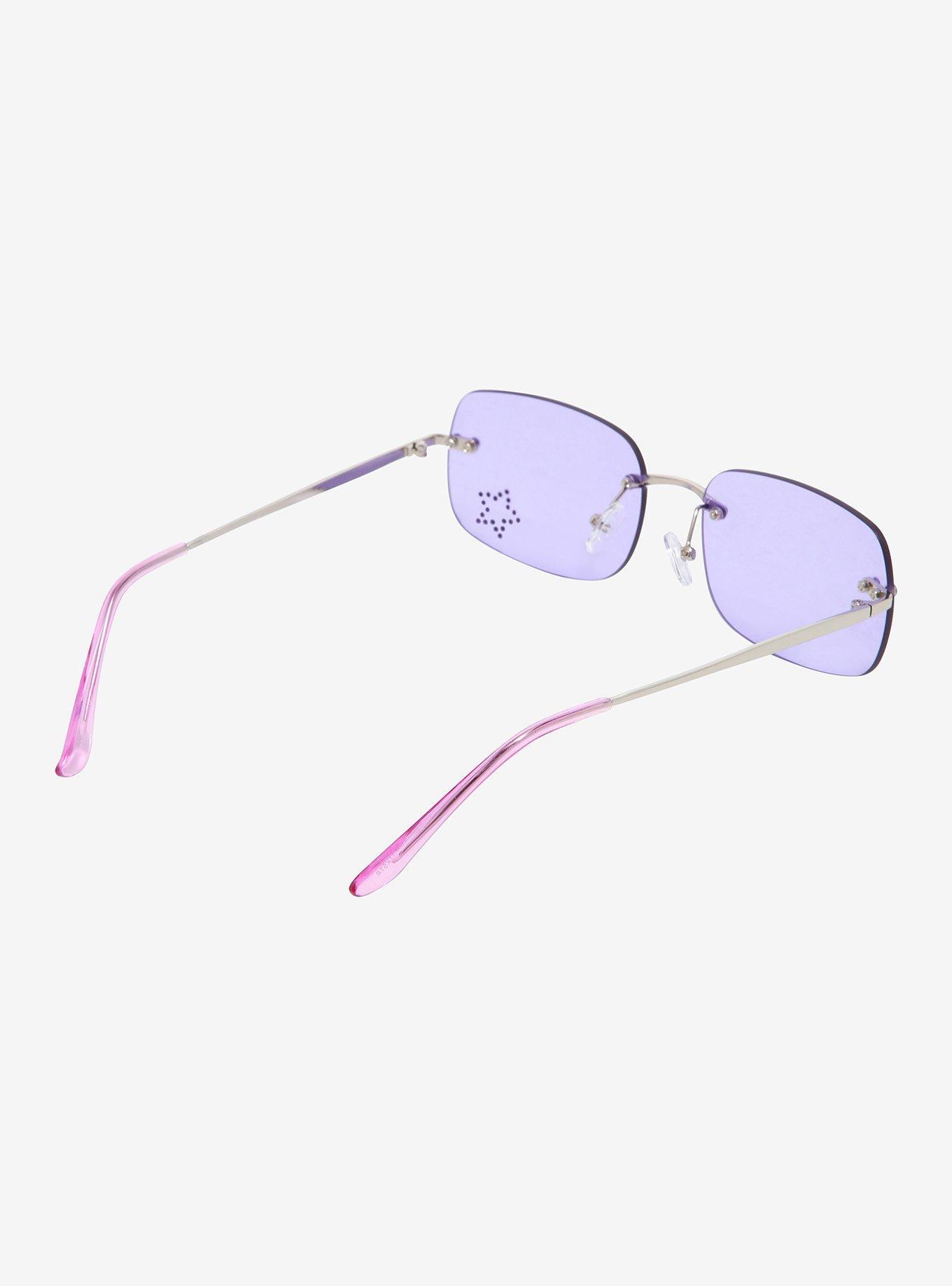 Y2K Lavender Star Rhinestone Sunglasses, , alternate