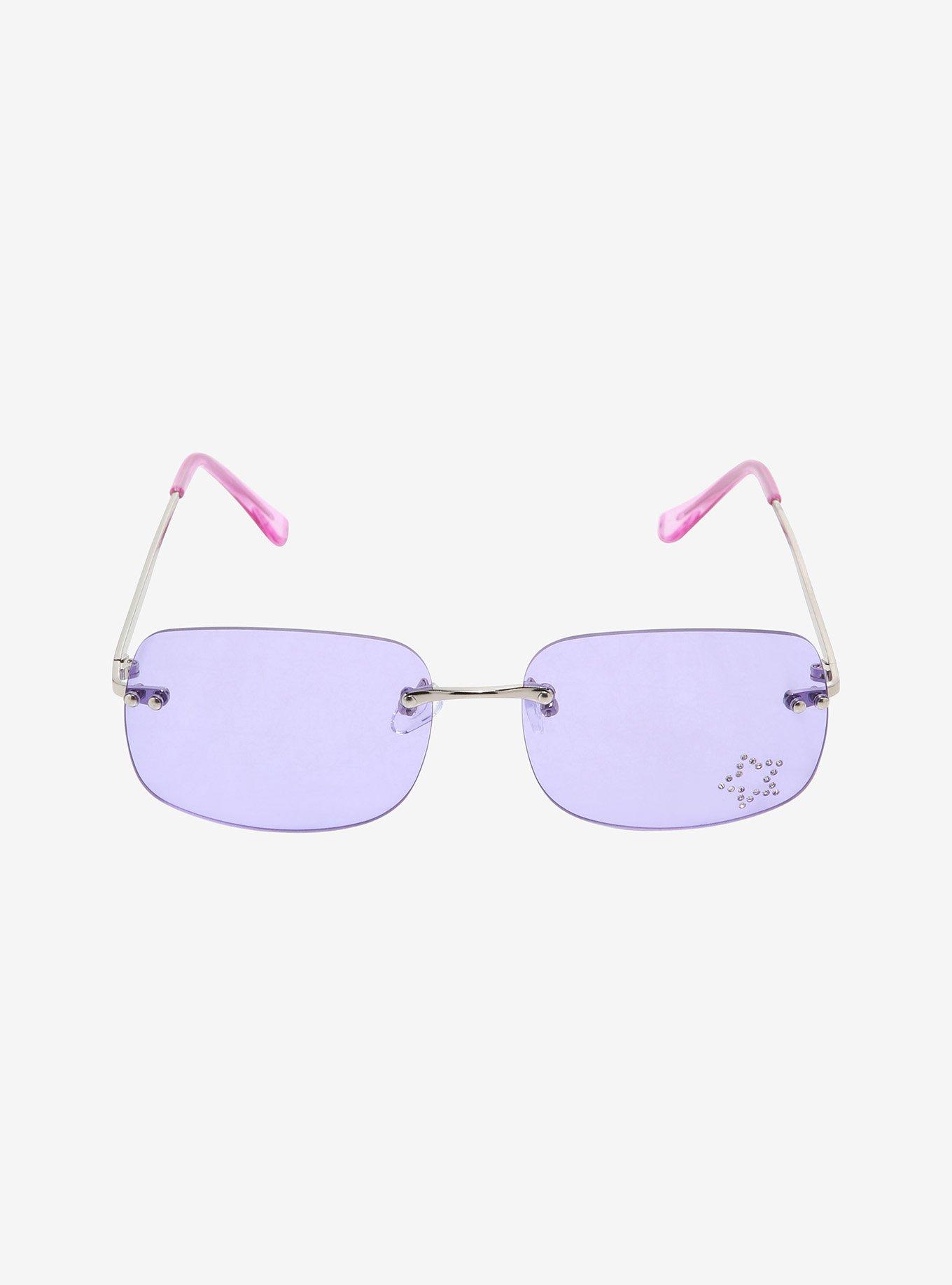 Y2K Lavender Star Rhinestone Sunglasses, , alternate