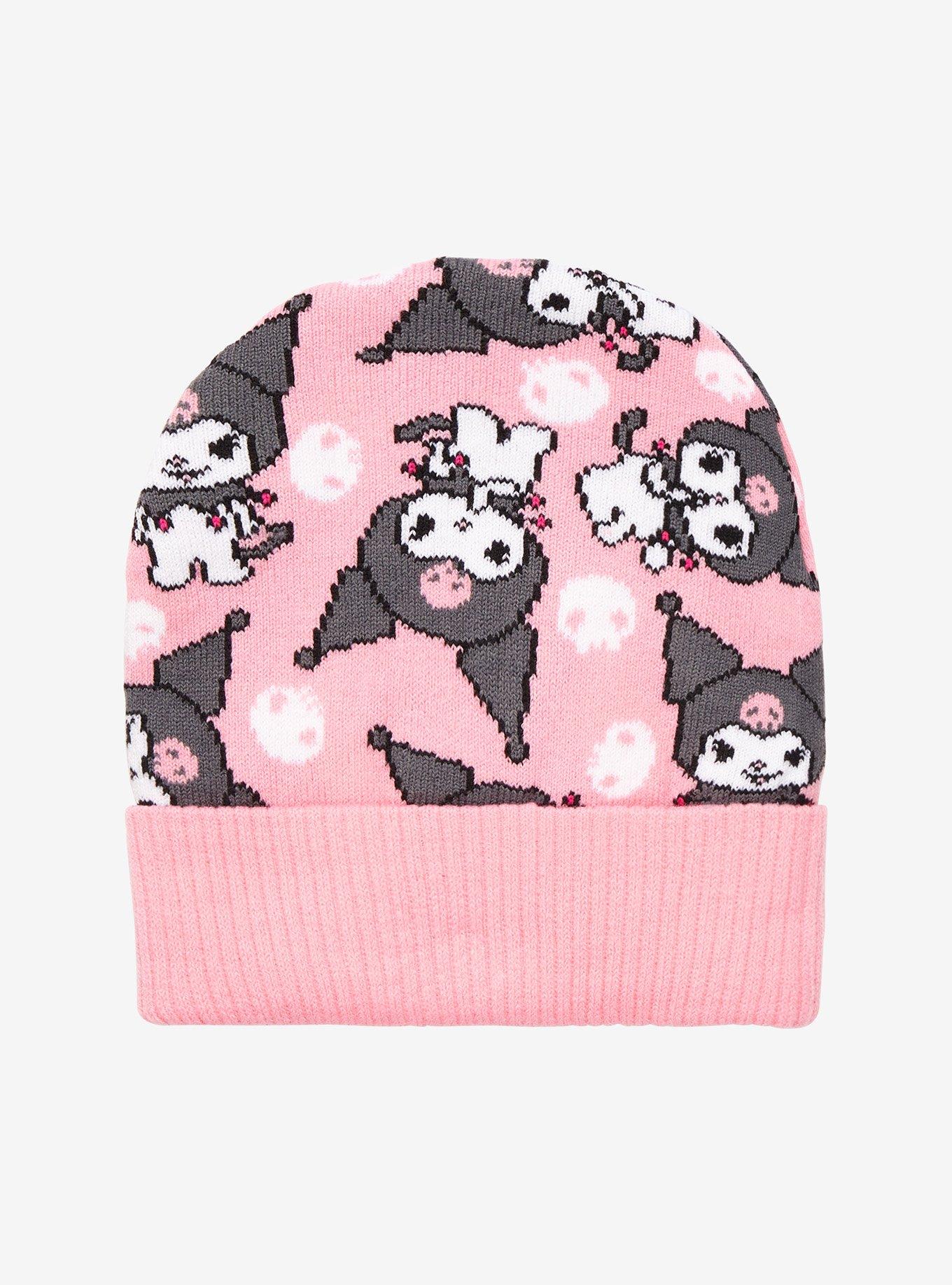 Kuromi Pink Skull Toss Beanie, , alternate