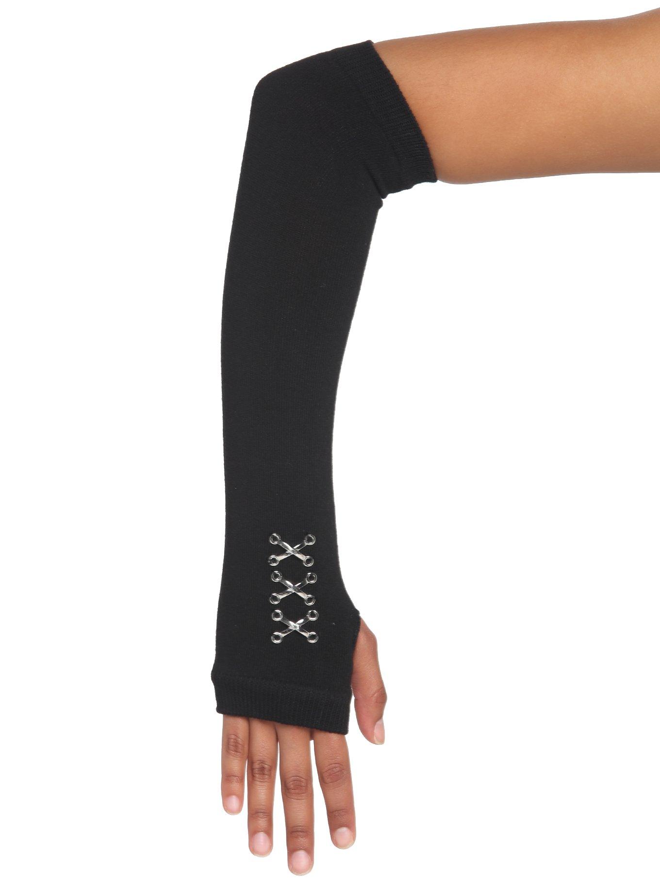 Black Knit X Charm Armwarmers, , alternate